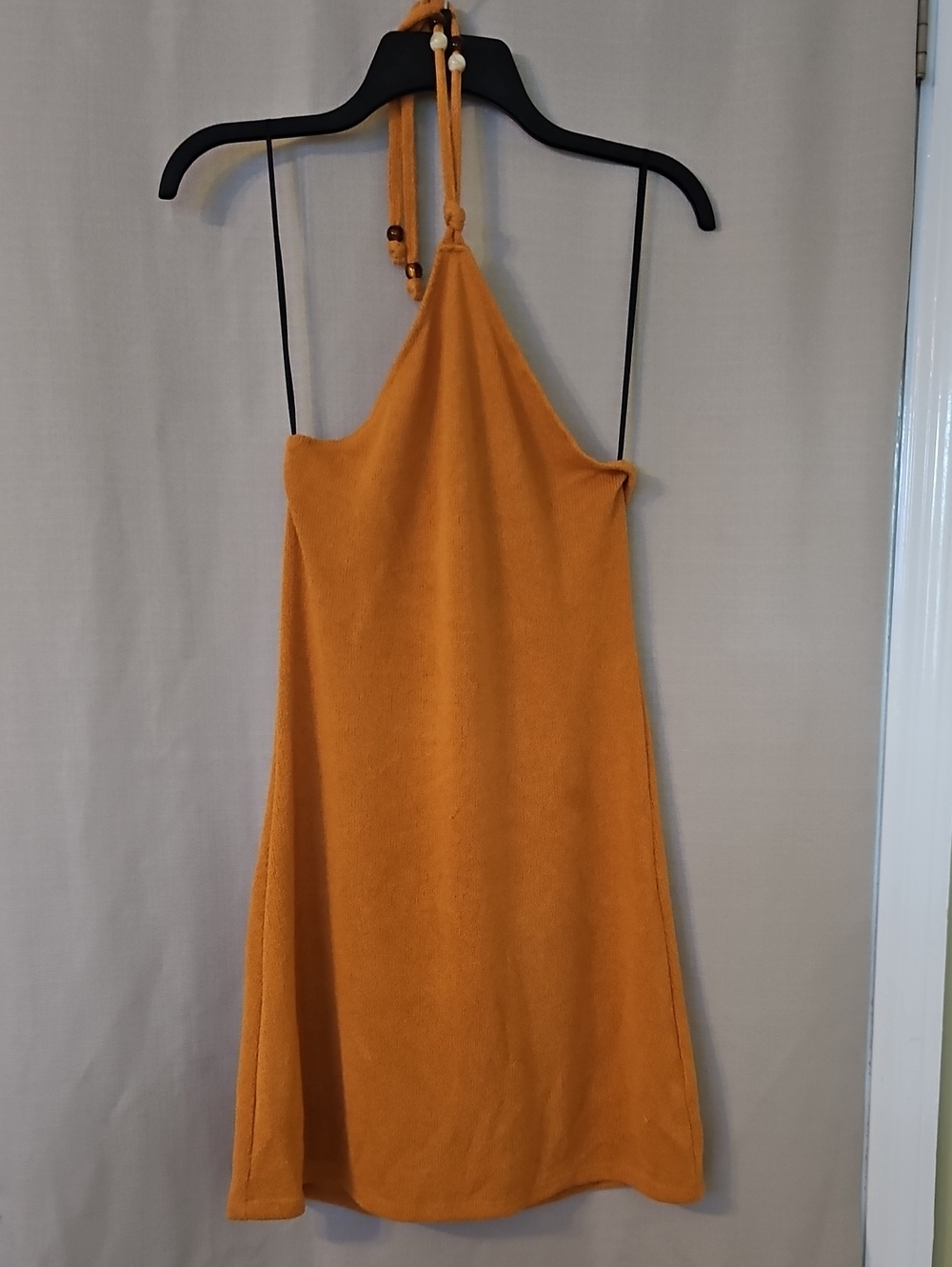 Divided One-Shoulder Halter Dress in Mustard